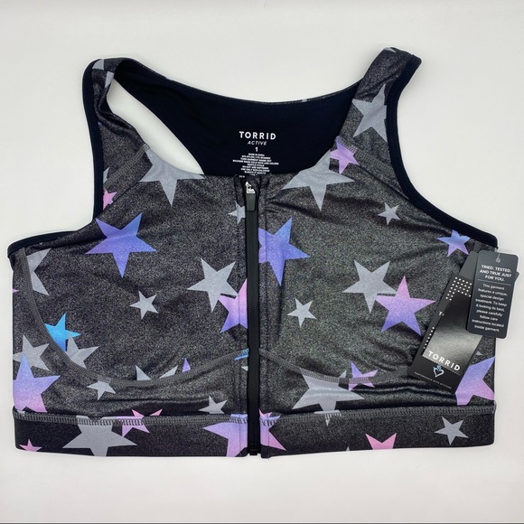 Torrid Women’s Active Wicking Sports Bra Performance Core Stars Shiny Grey - Picture 7 of 14